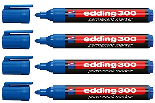 edding 4er Set Permanentmarker 300, nachfüllbar, 1,5-3 mm [ Blau ]