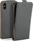 moex Flip Case für iPhone X/iPhone XS Hülle klappbar mit 360 Grad Schutz, Handyhülle mit Displayschutz, PU Leder Handytasche Lederhülle, Flip Case Cover Klapphülle, Grau