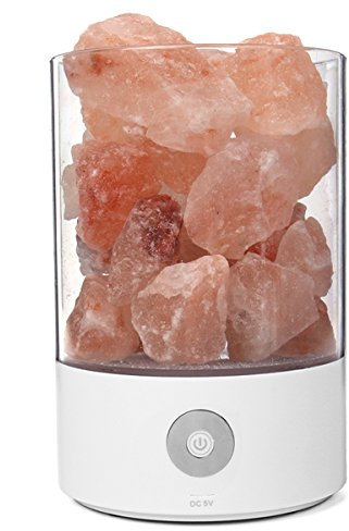 MASUNN Himalayan Salt Lamp Pink Salt Rock Crystal Night Light With Touch Dimmer Switch - White