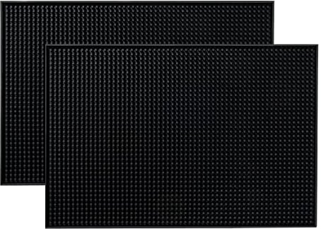 Lot de 2 tapis de service de bar en PVC pour barman à cocktail 45,7 x 30,5 cm (noir)