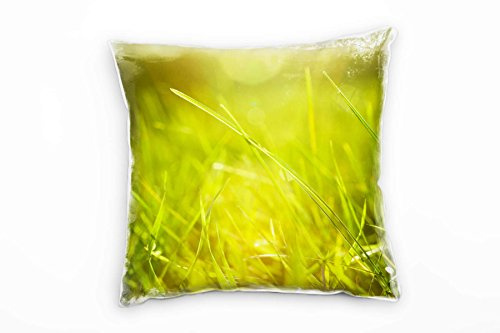 Paul Sinus Art Natur, grün, Gras, Wiese, Sonnenschein Deko Kissen 40x40cm für Couch Sofa Lounge Zierkissen - Dekoration zum Wohlfühlen
