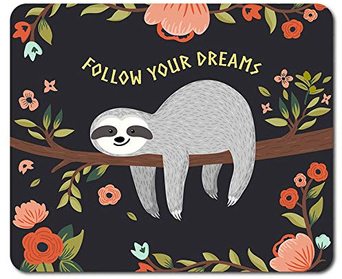 Follow Your Dreams Sloth Mouse Mat Pad - Cute Kids Flowery Gift Computer #13267