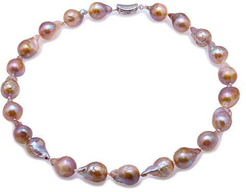 JYX barock perlenkette Halskette mit Süßwasser Zuchtperlen Lavendel Barock 46 cm