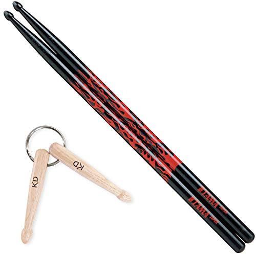 Baguettes de batterie Tama 5A Red Rhythmic Fire Black + porte-clés