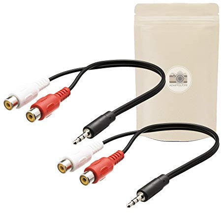 Adaptout X2 Adaptateur Cable Prise Mini Jack 3.5mm Male vers 2 RCA Femelles Mono L R Droite Gauche separateur Splitter Minijack RCA- Marque FRANÇAISE