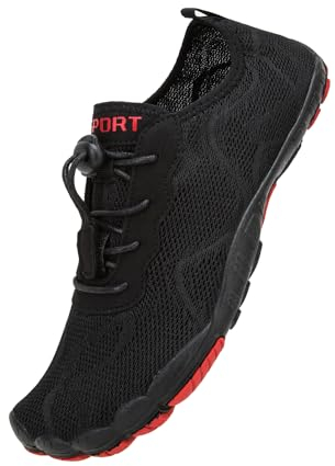 IceUnicorn Herren Barfußschuhe Damen Fitnessschuhe Traillaufschuhe Schwimmschuhe Strandschuhe Aquaschuhe Unisex(Schwarz, 45EU)