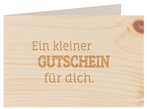 Holzgrußkarte - Ein kleiner Gutschein für dich - 100% handmade in Österreich - Postkarte, Geschenkkarte, Grußkarte, Klappkarte, Karte, Einladung, Glückwunschkarte Zirbe