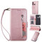 ZTOFERA Hülle für Huawei P Smart 2019, Magnetisch Folio Flip Wallet Leder Standfunktion Reißverschluss schutzhülle mit Trageschlaufe, Brieftasche Hülle für Huawei P Smart 2019 - Roségold