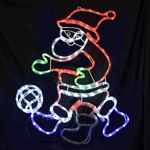 Mr Crimbo Christmas Rope Light Silhouette Santa Football Flashing Indoor/Outdoor 58cm