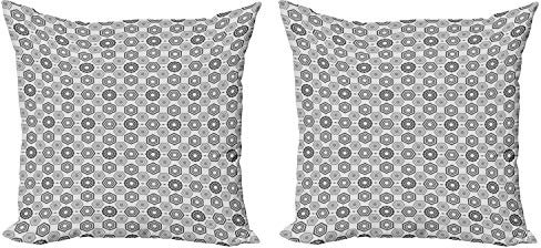 ABAKUHAUS Geometrisch Dekokissen Kissenbezug 2er Pack, Abstrakt Hexagons, Modern Accent Doppelseitiger Digitaldruck, 40x40, Hellgrau Grau