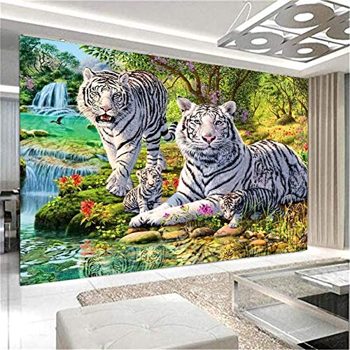 Nicole Knupfer 5D DIY Diamond Painting Tiger Set DIY 5D Diamant Malerei Tier Kits Runde Vollbohr Strass Stickerei Kreuzstich Bilder für Wohnwanddekor (90x60cm)
