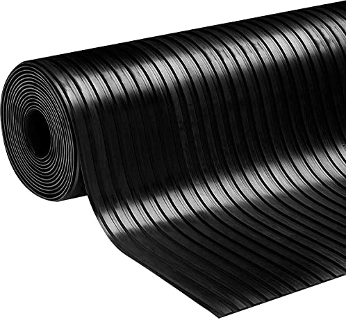 Floordirekt Gummiläufer Bodenmatte Gummimatte Breitriefen Stärke: 6 mm Antirutsch Matte (100 x 800 cm)