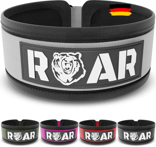 Roar® Gewichthebergürtel Herren und Damen, Lifting Belt for Gym, Powerlifting Gürtel Gewichtheben, Weightlifting Belt, Deadlift Belt, Crossfit Gürtel, Fitness Belt Men, Power Belt (Grau, XS)
