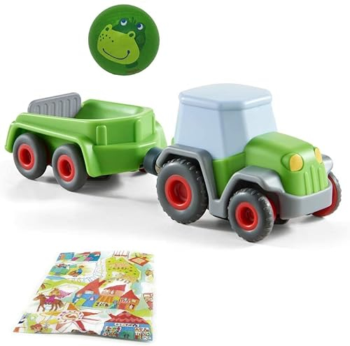 KiLaLa Haba Kullerbü Traktor mit Anhänger und Holzkugel Frosch Fabian Geschenkset
