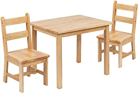 Flash Furniture Kyndl Kids Solid Hardwood Table and Chair Set for Playroom, Bedroom, Kitchen - 3 Piece Set - Natural