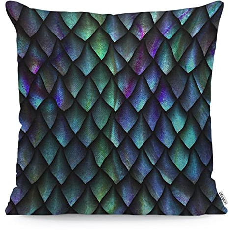 Wondertify Kissenbezug mit 3D-Drachenschuppen, Reptilienhaut, für Couch, Heimdekoration, bunt, 45 x 45 cm