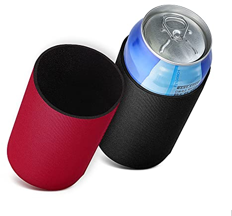 kwmobile 2x 330ml / 355ml Dose Dosenkühler - für Bierdosen und andere Getränkedosen - 6,5 x 10 cm - Schwarz Rot