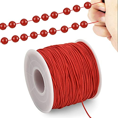 TONIFUL 1 mm x 100 m rote elastische Schnur für Armbänder und Schmuckherstellung, Dehnbare Schnur für Armbänder, Rattail-Makramee-Halsketten, große Perlenfaden, Kumihimo