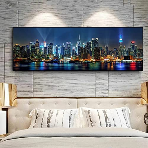 5D Diamond Painting kit, New York Bunt Diamant Painting Bilder Vollbohrer 40x120cm mit Diamond Painting Zubehör, Daiments Painting Erwachsene Kinder DIY Stickerei Set Dekor Wohnzimmer Wand Gift