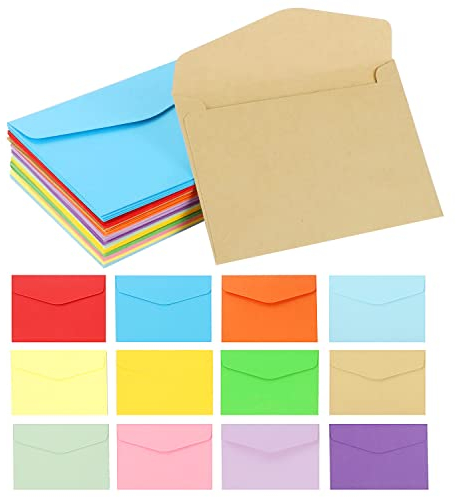 60 Stück Mini Umschläge, 11,5 * 8,2cm Briefumschläge Bunt Farbige Kuvert kleine briefumschläge mini für Grußkarten Liebesbriefe Einladung Hochzeit Geburtstagskarte