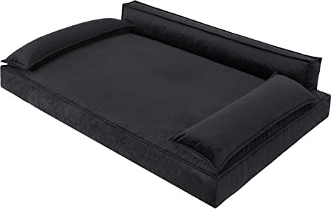 PillowPrim Hundebett Hundesofa Hundekissen Hundekorb Hundecouch Tierbett Haustierbett Korb Couch Sofa Bett, leichte Reinigung (Größe L: 78x54 cm, Schwarz)