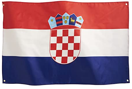Runesol Kroatien Nationalflagge 3x5, 91x152cm, Zastava Hrvatske 4 Ösen, Messingöse In Jeder Ecke, Kroatische Fahne, Premium-Fahnen, Wasserdicht, Innen, Außen, Dreikönigstag