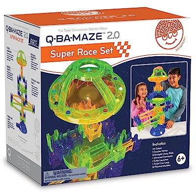 MindWare Q-BA-Maze Super Race Set – 68-teiliges Rennsport Murmel-Rennen-Set – ab 6 Jahren