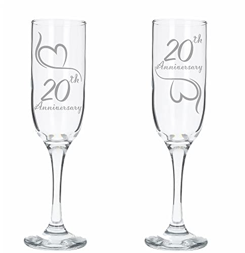 Always Looking Good Set di 2 calici da champagne incisi per 20° anniversario di matrimonio – China Wedding (ALG)