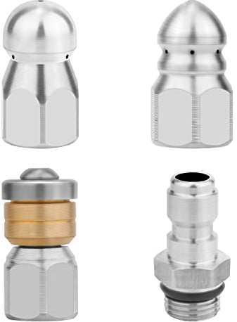 3pz Ugelli per Fognature, Ugelli per Fognature per Idropulitrice Kit Punta Ugello per Tubo di Scarico per Scarico con Interfaccia di Connessione Rapida NPT 1/4in, Pressione Fino a 5000 PSI