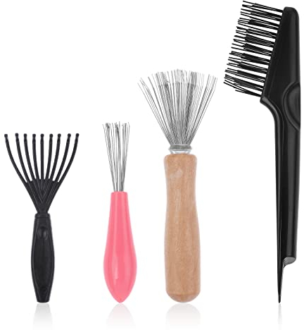 4-in-1 Hair Brush Cleaner Set - Comb Cleaning Brush & Rake for Removing Hair Dust - Home & Salon Use (4 Styles)
