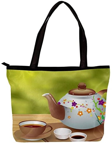 Tote Bag Women Satchel Bag Handbag Stylish Tote Handbag for Women Tea Teapot and Cup