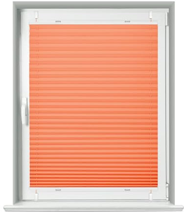 Allesin Plissee ohne Bohren Klemmfix, Orange 50x110 cm(BxH), Plisseerollo Sicht-und Sonnenschutz, Easyfix Faltrollo mit Klemmträger, Jalousie für Fenster & Tür