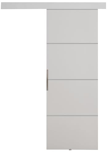 KIER FURNITURE Schiebetür Komplettset - MALIBU - Tür mit Laufschiene - Schiebetürsystem - Raumspartür - Innentüren - Schiebetür - Weiß 76 x 205 x 1,6 cm