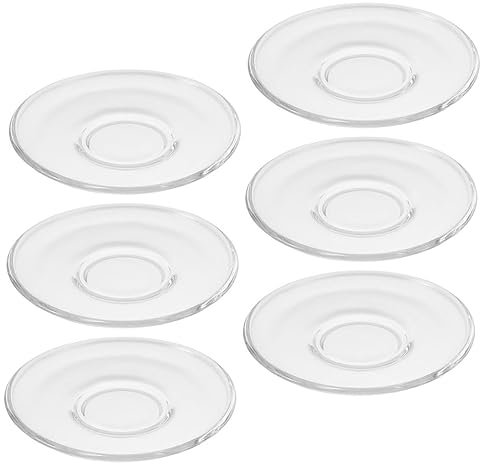 Didiseaon 6pièces Soucoupes Verre Transparent Décoratives Pour Tasses À Thé Sous-verres Pratiques Pour Boissons Pour Décoration De Table