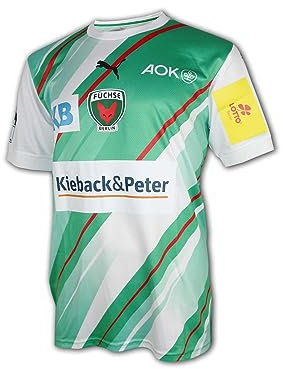 Puma Füchse Berlin Heimtrikot 23 24 grün Füchse Home Shirt Handball Jersey, Größe:3XL