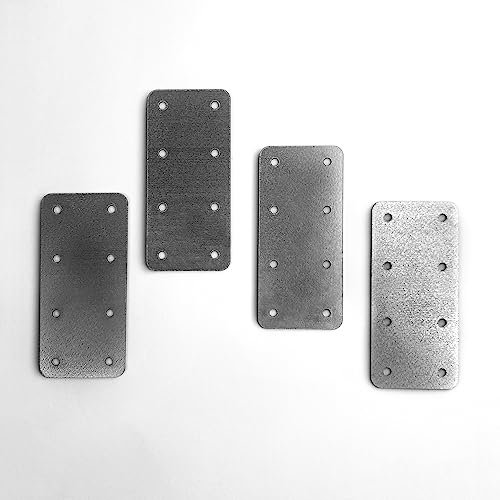 Pack of 4 Small Straight Flat Railway Sleeper Brackets - Timber Joining Plates for Planters, Raised Beds, Retaining Walls, Driveway Edging - British Steel - Galvanised…
