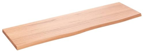 vidaXL Waschtischplatte, Tischplatte für Badezimmer, Massivholzplatte mit Naturkante, Holzplatte Arbeitsplatte Bad Waschtischkonsole Platte, Hellbraun Massivholz Behandelt