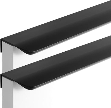 Invisible Cupboard Handles Black Cabinet Drawer Pull Handles Furniture Door Long Handles for Kitchen Closets Bedroom Wardrobe, Aluminum Alloy, 2 Pcs (Length 1200mm)