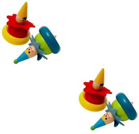 ibasenice 4stücke Handbemalte Holz-Clown-kreiselspielzeuge Bunte Kindergarten-spielzeuge Koordination Und Intelligenz Für Junge Mädchen Für Junge Mädchen