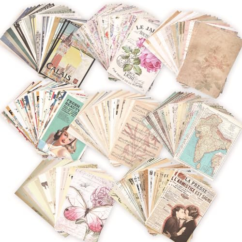 240 Blätter Vintage Scrapbooking Papier Deko 17x12cm Retro Scrapbooking Zubehör Tagebuch Papier Bastelpapier Designpapier Dekopapier für Journal Planer Notizbuch Weihnachtsdeko DIY Fotoalbum Kalender