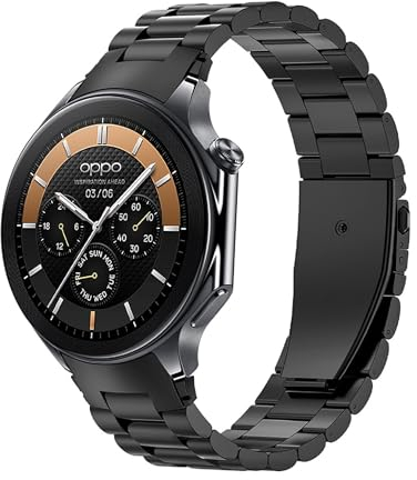 GIOPUEY Armband Kompatibel mit OnePlus Watch 3/2/2R, Rostfreier Stahl Armband [Verschleißfest] [Stilvoll] Ersatzarmband - Black