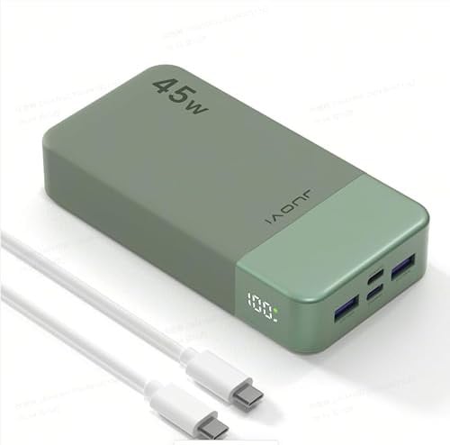JUOVI Power Bank Portatile J2621, Batteria da 20000 mAh, Ricarica Rapida da 45 W, Compatibile con Switch, MacBook, Tablet, Dell, HP, Notebook, Samsung, iPhone 16 15 14 13, Steam Deck