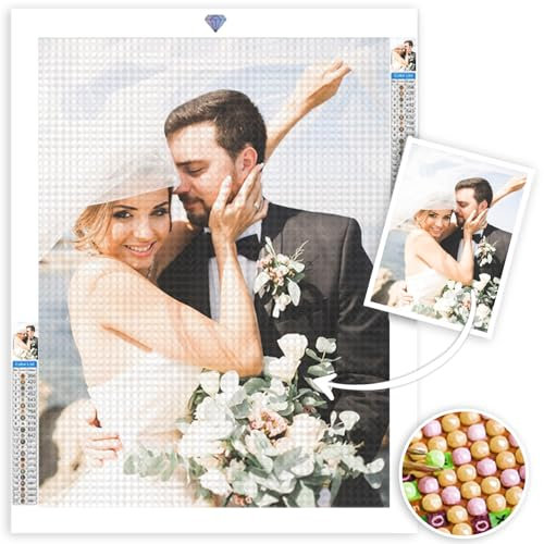 LMQJDZ Diamond Painting Personalizado, Foto Pintura de Diamantes Personalizada DIY 5D Diamond Painting Kit Arte de Pintura de Diamantes para la Decoración del Hogar,Diamante Redondo 30x30cm