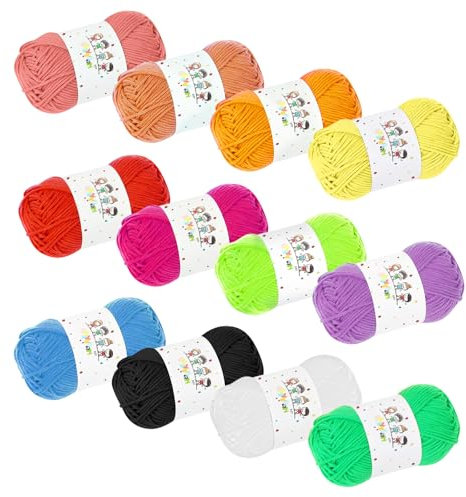 Lana Gomitoli 12 Colori, Set per Amigurumi Gründl, ideali per uncinetto, Cotone per Uncinetto, Lana per Uncinetto gomitoli lana filato per borse uncinetto 10g/20m