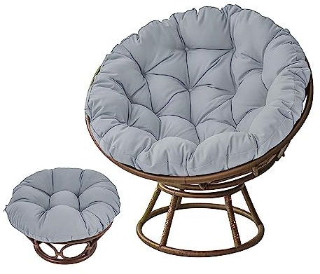 BaoTom Papasansessel Kissen 40-100cm Outdoor Sitzkissen für Hängesessel Rattanstühle Gartenstuhlauflagen Rundes Schaukelstuhlkissen, Garten Hängendes Eierstuhlkissen mit Bändern(Gray,80 * 80cm)