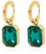 Pendientes Colgantes de Cristal, Pendientes rectángulo geométrico simple Mujer, Pendientes Hipoalergénico Oro 18K Chapado, Vintage Pendientes JoyasRegalos Con caja de regalo, para Mujer, Verd