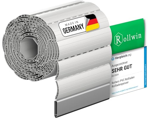 Rollwin ROLLADEN PVC Maxi 52 Hellgrau Ungebohrte Endleiste Rolladenpanzer Kunststoff Lamelle mit Hohlleiste Rollladenfenster Rollladen DEUTSCHE Produktion zum Einbauen Hier Konfigurieren »»