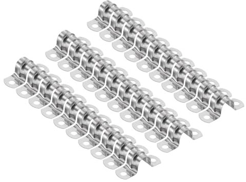 sourcing map 30pcs 5/8 Inch 16mm Conduit Clamps, M16 U Tube Pipe Clamp, Stainless Steel Rigid Pipe Strap, U Shaped Bracket with Two Hole for Pipe Tube Hose Wire Cord Fixing