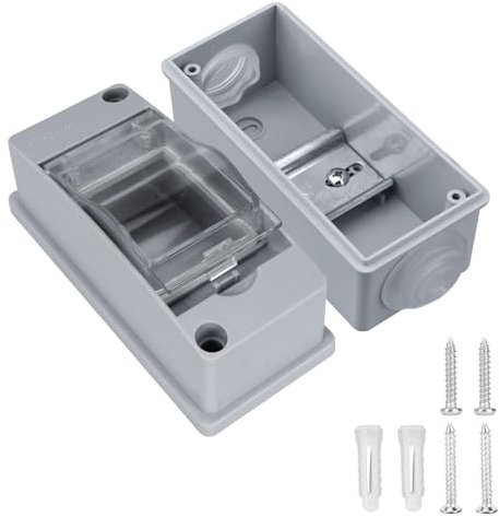 Luabue Coffret Electrique Etanche, 2 Modules Boitier Etanche Electrique Boîte à Fusibles Exterieur IP65 ABS de Surface en Plastique