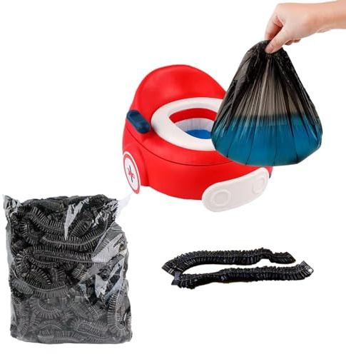 OULIGET Potty Chair Liners with Elastic, Portable Potty Training Bags, Potty Refill Liners Disposable for Toddlers Kids and Baby,Toilet Seat Cover,17x8Inches,Black,50pieces